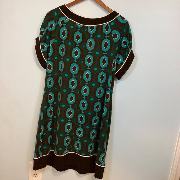 70s Inspired En Focus Studio Womens 16 Dress Mod Geometric Print Retro Chic - Picture 2 of 8